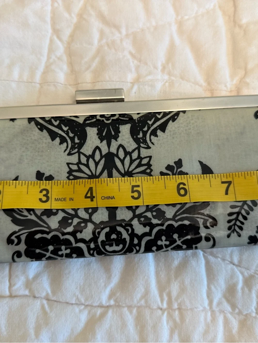 Elegant Black and White Damask Clutch